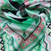 Tesatura crepe de chine din matase naturala - motive geometrice, Roz fondant cu fistic/Verde smarald - imagine 9