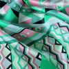 Tesatura crepe de chine din matase naturala - motive geometrice, Roz fondant cu fistic/Verde smarald - imagine 3