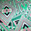 Tesatura crepe de chine din matase naturala - motive geometrice, Roz fondant cu fistic/Verde smarald - imagine 5