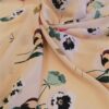 Tesatura din matase naturala - crepe de chine design floral, Roz piersiciu