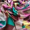 Tesatura crepe de chine din matase naturala - design geometric, Multicolor