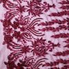 Broderie bogata cu crenguțe cu flori din mărgele si paiete , Bordo