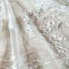 Broderie bogata cu crenguțe si aplicatii de margele si paiete pe suport tulle, Alb