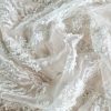 Broderie bogata cu crenguțe si aplicatii de margele si paiete pe suport tulle, Alb