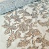 Broderie bogata cu liane și flori din paiete pe suport tulle, Argintiu