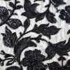 Broderie bogata cu liane și flori din paiete pe suport tulle, Negru