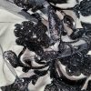 Broderie bogata cu liane și flori din paiete pe suport tulle, Negru
