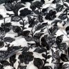 Broderie bogata cu liane și flori din paiete pe suport tulle, Negru