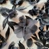 Broderie cu bordură lată din flori aplicate pe suport tulle, Negru