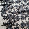 Broderie cu bordură lată din flori aplicate pe suport tulle, Negru