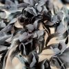 Broderie cu bordură lată din flori aplicate pe suport tulle, Negru