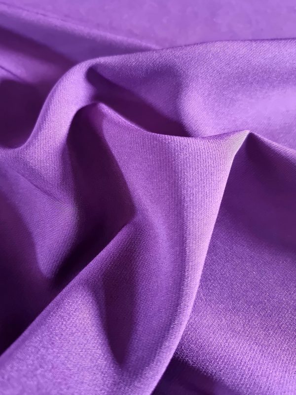 Tesatura crepe elastic - design uni , Mov - pruna