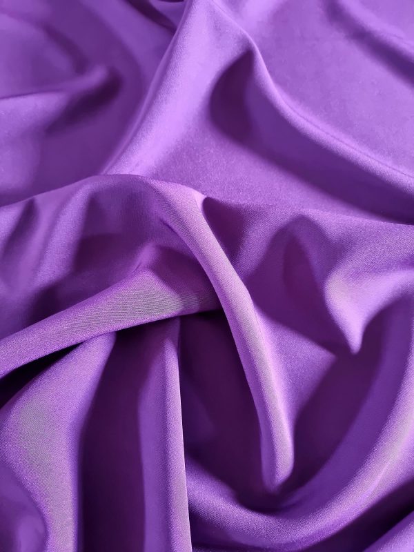 Tesatura crepe elastic - design uni , Mov - pruna