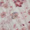 Dantela brodata și paiete pe tulle - design floral, Roz dulce