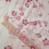 Dantela brodata și paiete pe tulle - design floral, Roz dulce