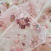 Dantela brodata și paiete pe tulle - design floral, Roz dulce
