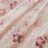 Dantela brodata și paiete pe tulle - design floral, Roz dulce