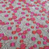Dantela cu broderie - design floral 3D, Rosu - Cyclamen - Negru