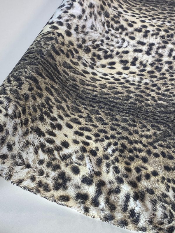 Tesatura plina din bumbac - design exotic - animal print, Bej - Maro