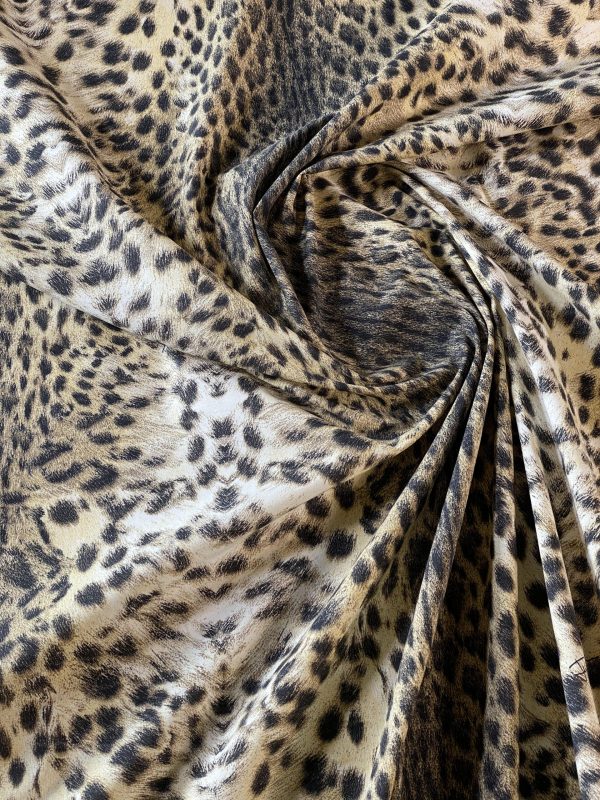 Tesatura plina din bumbac - design exotic - animal print, Bej - Maro