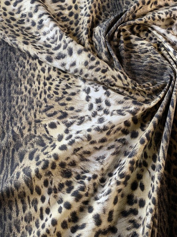 Tesatura plina din bumbac - design exotic - animal print, Bej - Maro