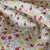 Tesatura popline din bumbac - design floral, Rosu - Galben - Verde - Alb