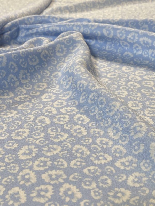 Tesatura din matase naturala - design floral, Bleu pal