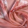 Tesatura voal georgette din matase naturala - design floral, Roz vintage - roz dulce