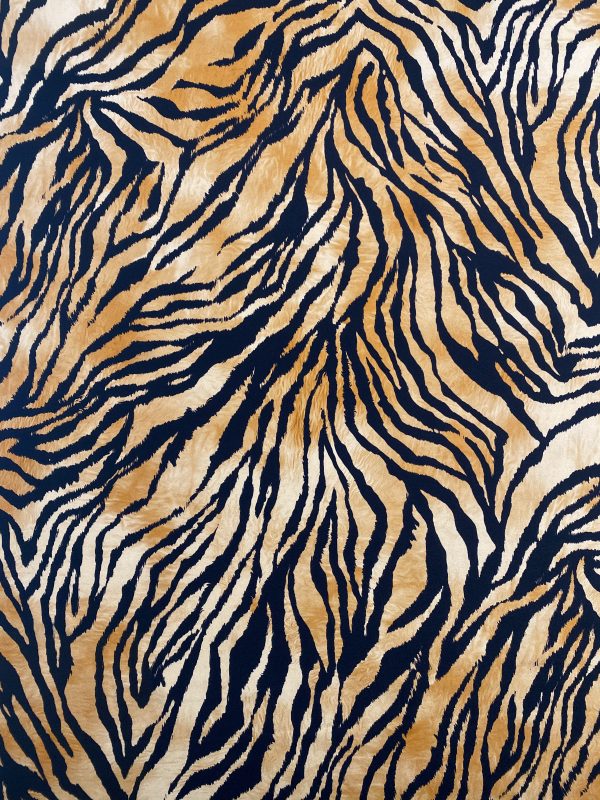 Tesatura crepe de chine din matase naturala - design animal print, Maro - Negru