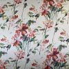Tesatura din matase naturala - dublu crepe cu design floral, Verde - olive, Rosu