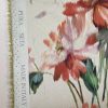 Tesatura din matase naturala - dublu crepe cu design floral, Verde - olive, Rosu