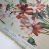 Tesatura din matase naturala - dublu crepe cu design floral, Verde - olive, Rosu