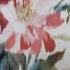 Tesatura din matase naturala - dublu crepe cu design floral, Verde - olive, Rosu