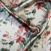 Tesatura din matase naturala - dublu crepe cu design floral, Verde - olive, Rosu