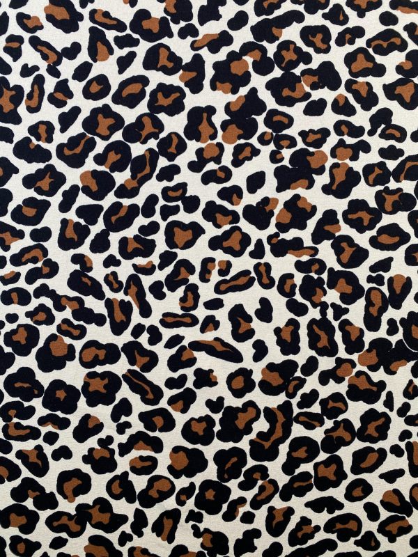 Tesatura tip jerse din viscoza  - design animal print, Maro - Bej deschis