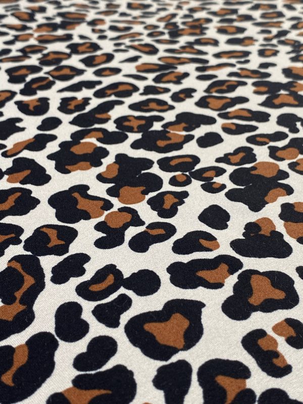 Tesatura tip jerse din viscoza  - design animal print, Maro - Bej deschis