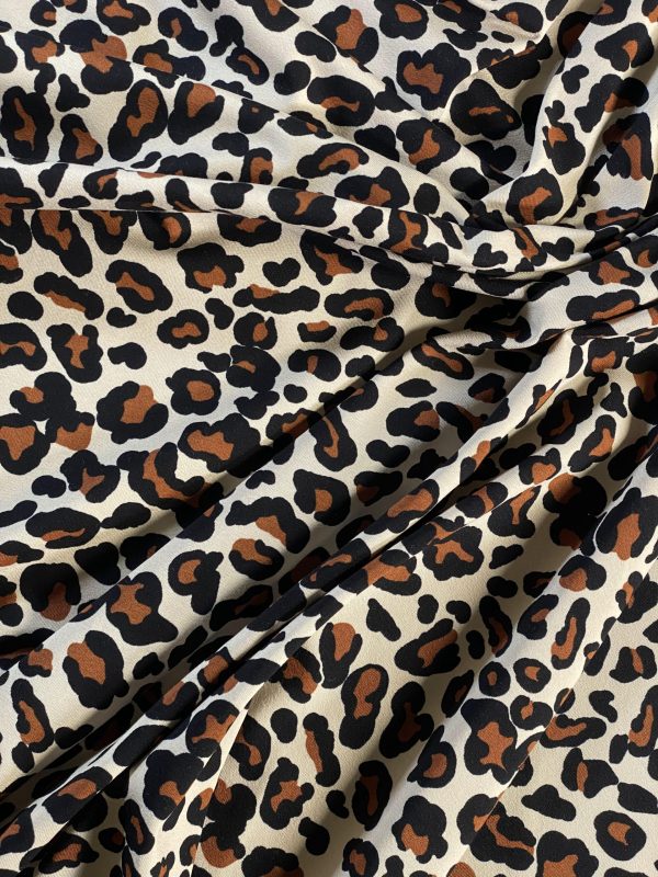 Tesatura tip jerse din viscoza  - design animal print, Maro - Bej deschis