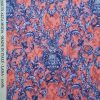 Tesatura din lana cu elastan – imprimeu floral, Piersiciu - Albastru