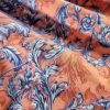 Tesatura din lana cu elastan – imprimeu floral, Piersiciu - Albastru