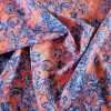 Tesatura din lana cu elastan – imprimeu floral, Piersiciu - Albastru