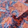 Tesatura din lana cu elastan – imprimeu floral, Piersiciu - Albastru