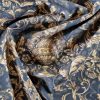 Stofa Imprimată din lână cu elastan – design floral, Negru - Maro