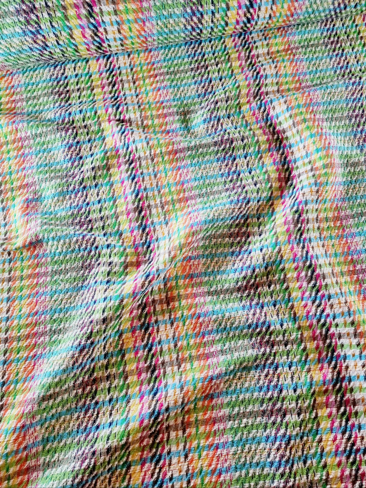 Stofa tweed din bumbac cu viscoza - design fantezie , Multicolor