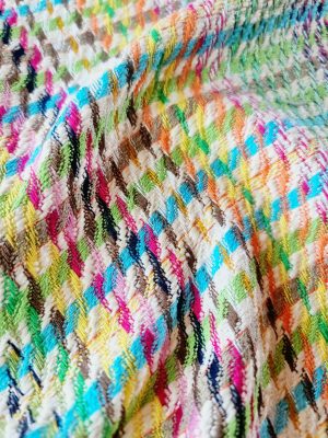 Stofa tweed din bumbac cu viscoza - design fantezie , Multicolor