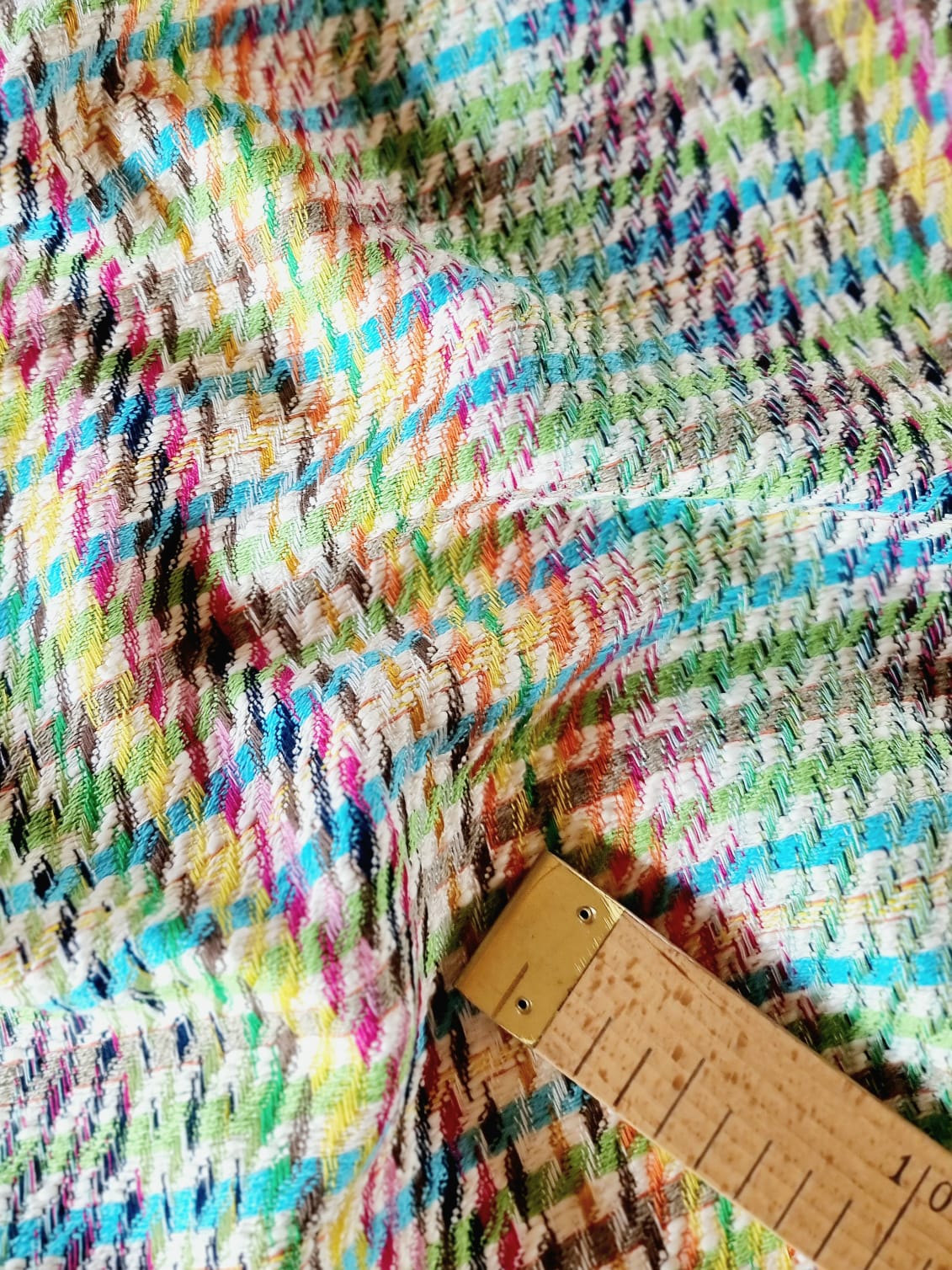 Stofa tweed din bumbac cu viscoza - design fantezie , Multicolor