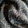 Stofă lana cu insertii de lurex - design fantezie, Negru - Auriu