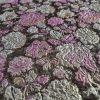 Tesatura Jacquard cu insertii de lurex- design floral, Auriu - Roz