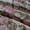 Tesatura Jacquard cu insertii de lurex- design floral, Auriu - Roz