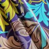 Tesatura crepe de chine din matase naturala - tip panou, design etno- floral
