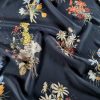Tesatura crepe din matase naturala -  design floral, Multicolor